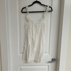 Reformation White Ruffled Sleeveless Dress